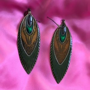 Peacock feather earrings